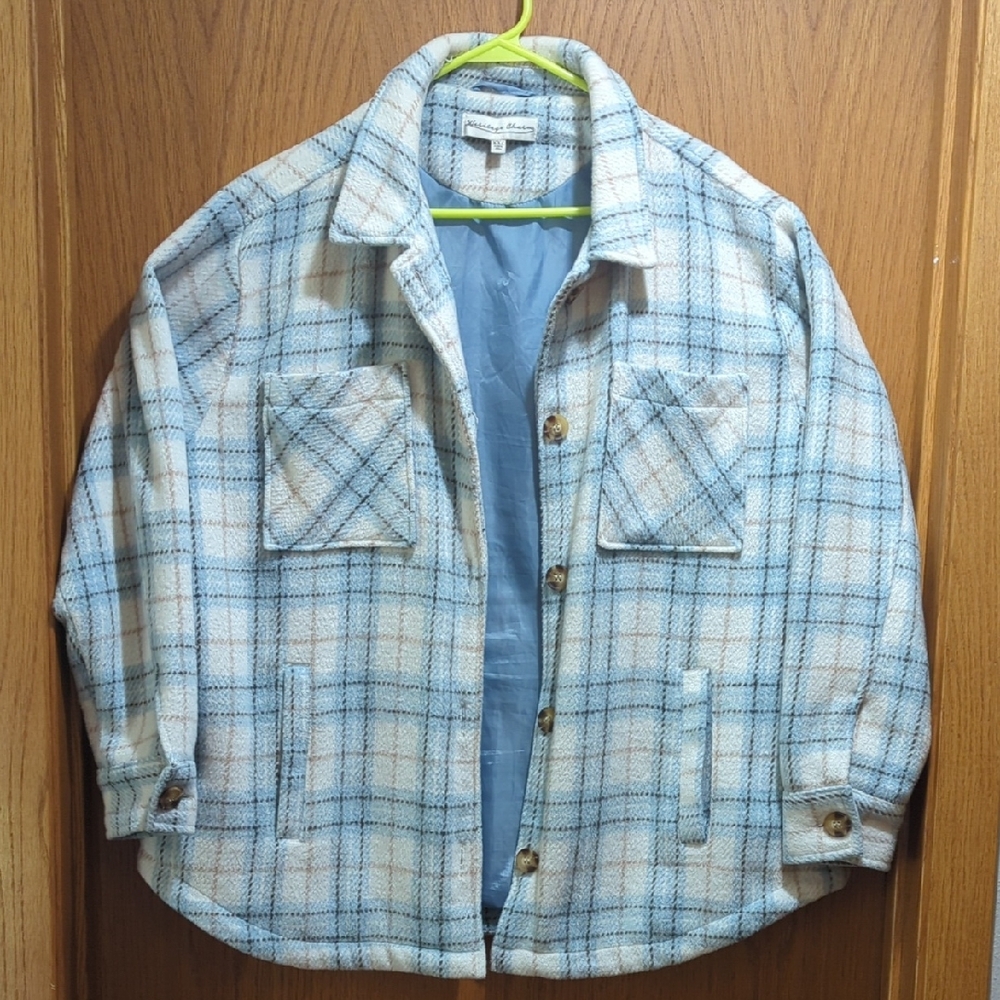 Plaid Blue and White Men's Jacket